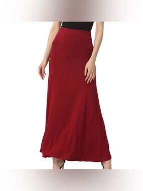 Women's High-Waist Red Maxi Skirt